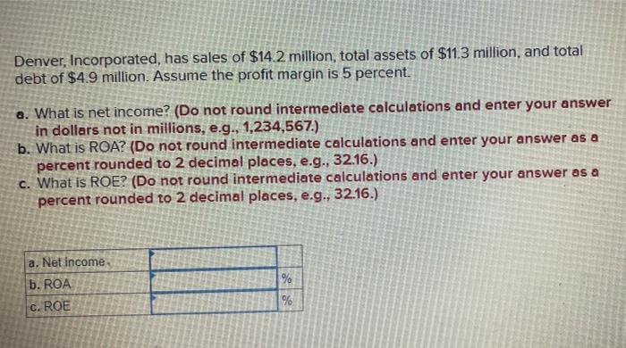 Denver inc has sales of 14.2 million