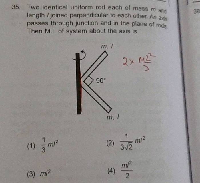 Two thin rods of length l are rotating