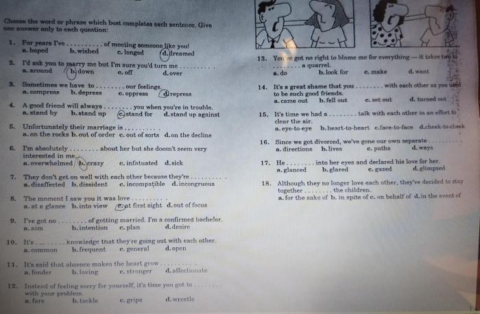 Choose the preposition that best completes each sentence.