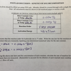 Kinetics of crystal violet fading lab answers