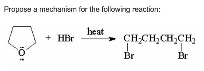 Mechanism propose reaction each part