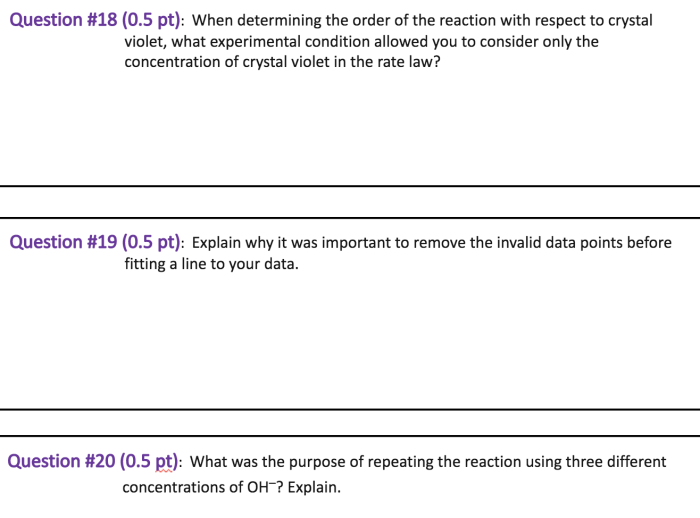 Kinetics of crystal violet fading lab answers